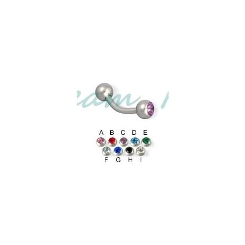 New Curved Gem Eyebrow Ring Body Piercing Jewelry Barbell Tragus Bar Nose Ring Earring For Women Girl 16G Mixed Color 3mm Ball