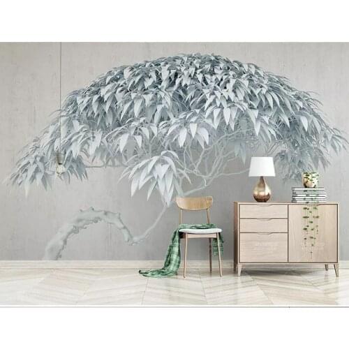 Newest 8d Bamboo leaf Wall paper Mural 3D Tree Wallpaper sticker paper For Living room Sofa Background Wall Murals Decor