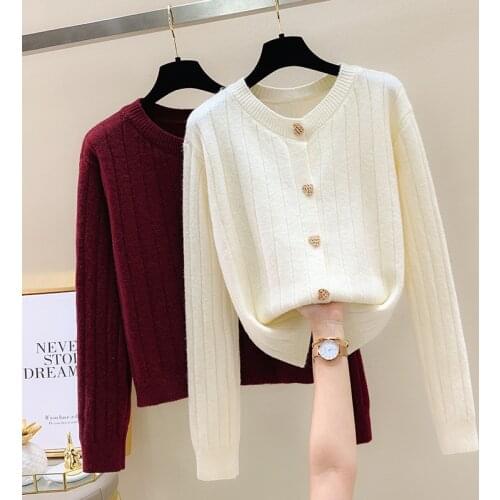 Autumn Winter Women 2020 Fashion Sweater Cardigans Retro Vintage Casual Orange Patchwork Knitwearsolid Sweater Jacket