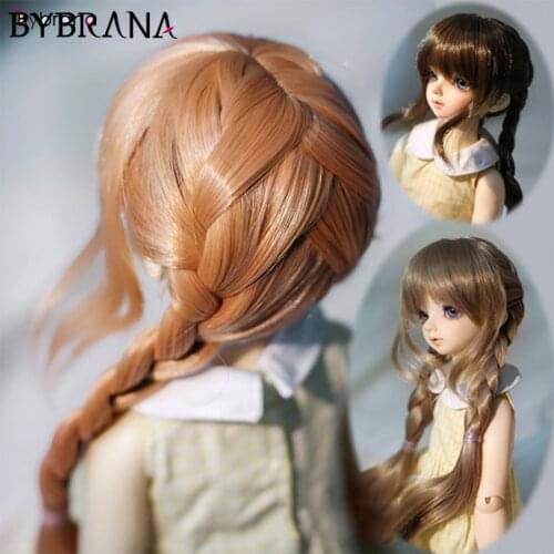 Bybrana 1/3 1/4 1/6 BJD SD Wigs Long Straight Double Twist Braid High Temperature Fiber Hair For Dolls
