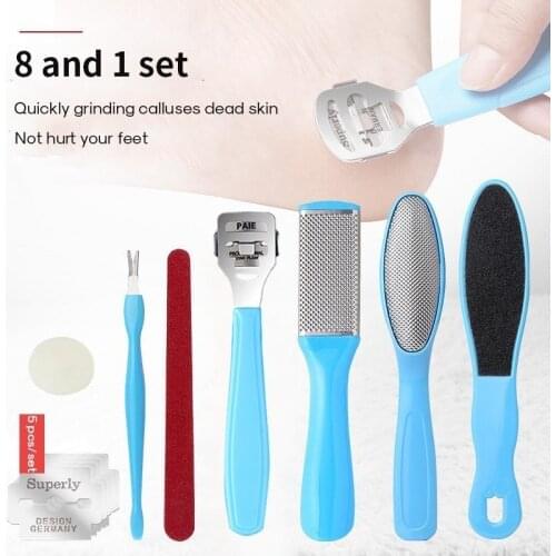 NOQ 8pcs/set Stainless Steel Foot File Dead Skin Callus Remover Nail Files Foot Care Manicure Peiducre Nail Art Tools