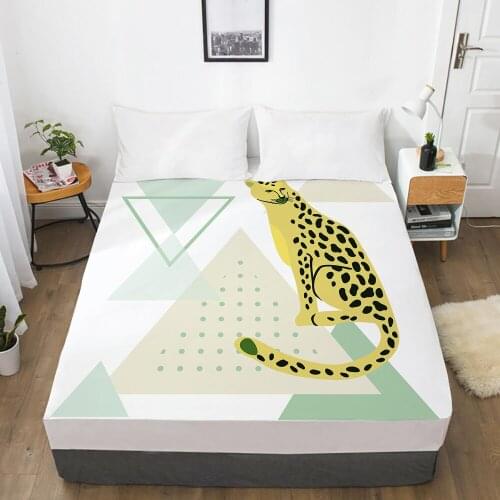 1pc bed sheet Elastic fitted sheet With An Elastic Band 150/180/200/160*200 Mattress Cover Double Bed cover nordic Yellowleopard
