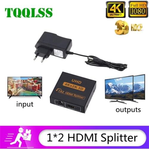 TQQLSS HDMI Splitter Full HD 1080p 4K Splitter Switch Switcher 1X2 Split Amplifier Dual Display For DVD For PS3 HDTV 1 in 2 Out