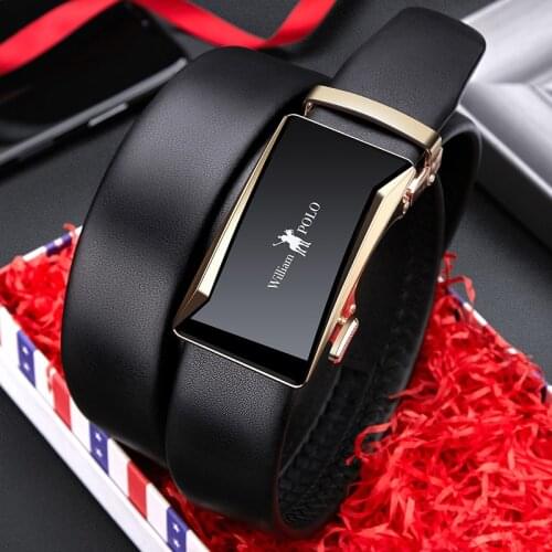 Men belt genuine leather Adjustable automatic buckle business casual Luxury brand designer cowskin waistband male high quality