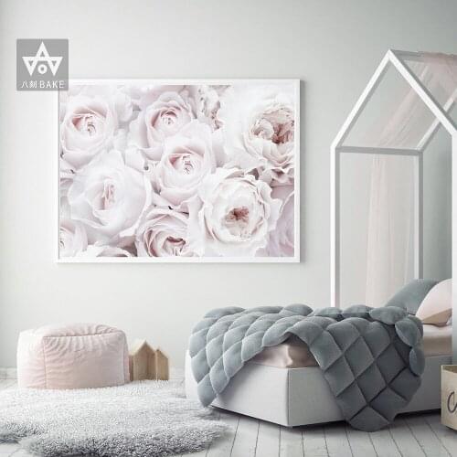 Pink Peonies Art Prints Flowers Poster Floral White Flower Art Calligraphy Wall Pictures Nursery Paintings on Canvas Wall Decor