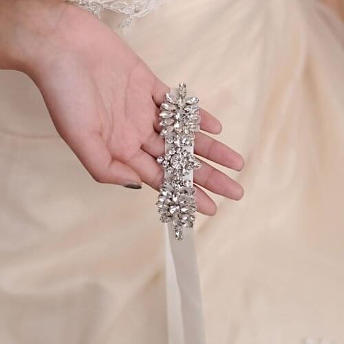 ZMS49 Womens Crystals Rhinestones Belt Wedding Bridal Sashes Belts Bridesmaid Dresses Accessories For Party Evening Dresses