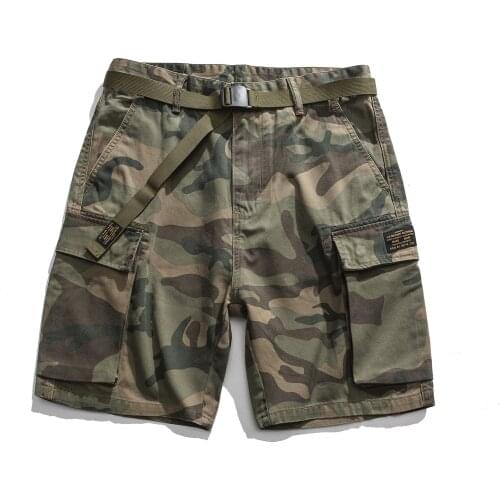 H2003 Men Summer Vintage Fashion Military Style Classical Camouflage Multi Pocket Cargo Loose Casual Cotton Shorts Outdoor Male