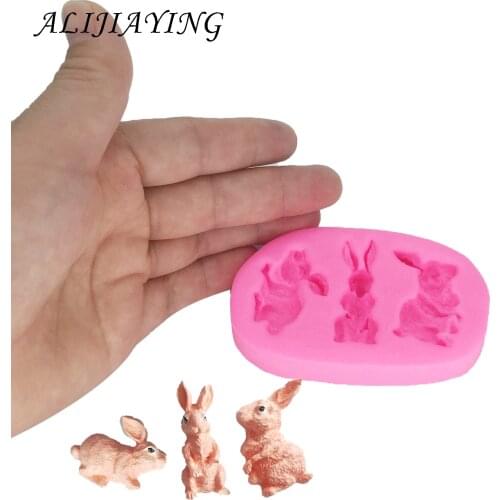 Animal Rabbit Fondant Silicone Mold cake Decoration Tool Chocolate Mold Gumpaste Mold Soft ceramics Kitchen Cooking Tools D1381