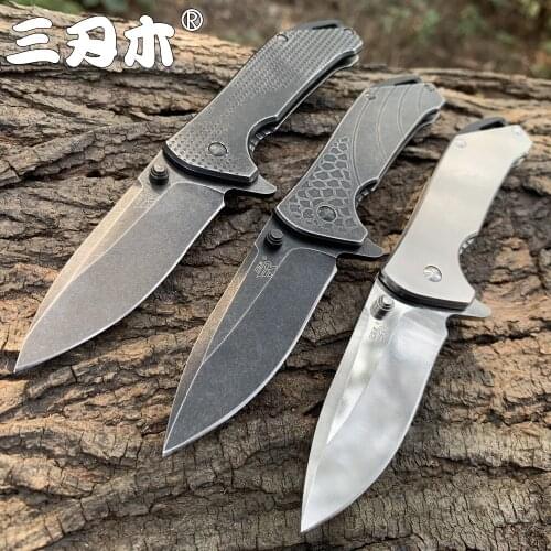 Sanremu 7089 LUY Folding Knife 12C27 Blade Stainless Steel Handle Outdoor Camping Hunting Survival Cutting EDC Pocket Knives