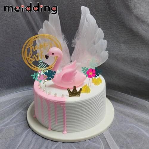 Medding Happy Birthday Party Decoration Cake Topper Pink Flamingo Party Decorations Tropical Flamingo Birthday Party Supplies