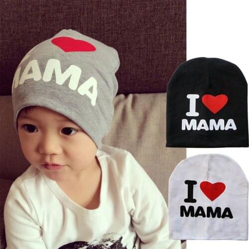 2020 Spring Autumn Baby Knitted Warm Cotton Beanie Hat For Toddler Baby Kids Girl Boy I LOVE PAPA MAMA Print Baby Hats