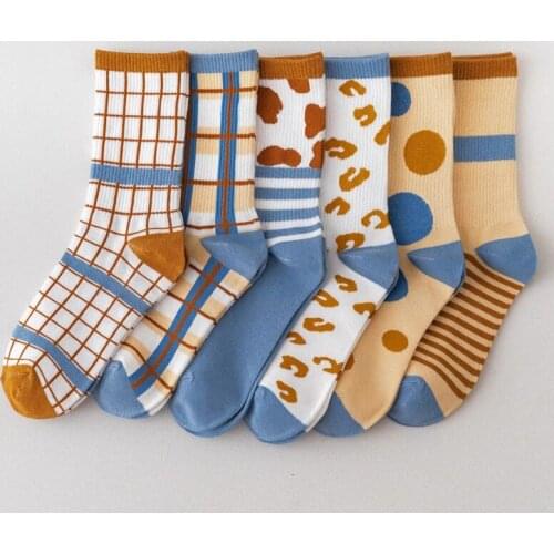 Funny socks ankle striped checkered childrens socks Harajuku fashion womens socks cute all-match socks
