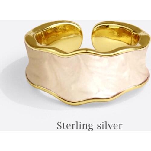 Season Gate 925 Sterling Silver New Fashion Epoxy Enamel Ring Colorful Wave Shape Adjustable Size Open Ring For Women SR203