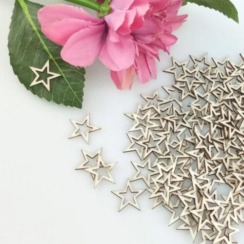 100pcs 30mm Hollow Star Wooden Scrapbooking Art Collection Craft DIY Handmade M68E