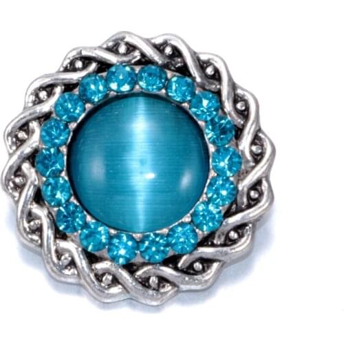 2017 Sky Blue Flower Pattern 6 Multi Color Opal Rhinestone Charm Buttons 18mm Snap Button Jewelry Fit Snap Jewelry KZ0186e