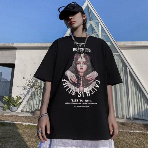 2021 Man Cartoon Character Print Short Sleeve T-shirt Mens Summer Fashion Round Collar Half Sleeve Streetwear Loose Fit Tshirts