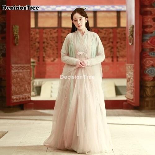 2021 chinese dress bai qian elegant fairy costume hanfu for women to the sky kingdom hanfu blossom cosplay oriental costume