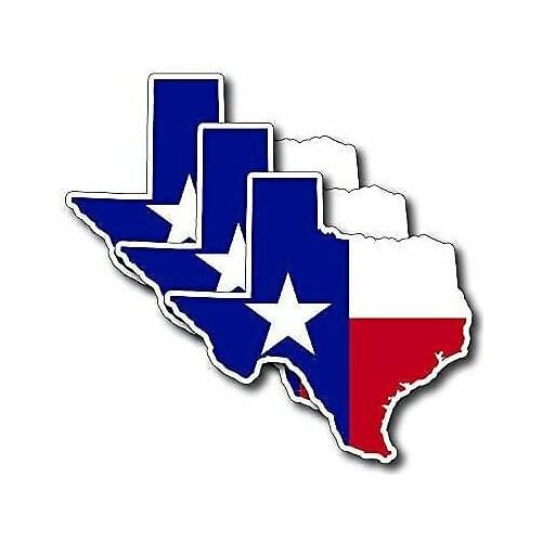 3 Pack Texas Shaped Lone Star State Flag Heat Transfer Iron on Texan Stickers for Cars, Motos, Laptops, Industry