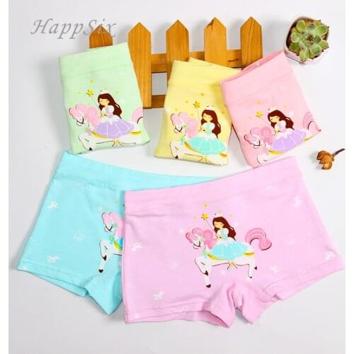 5Pieces/lot Children Panties Girl Shorts Cartoon Girl Boxer Shorts Summer Kids Underwear Baby Panties 3-5Years