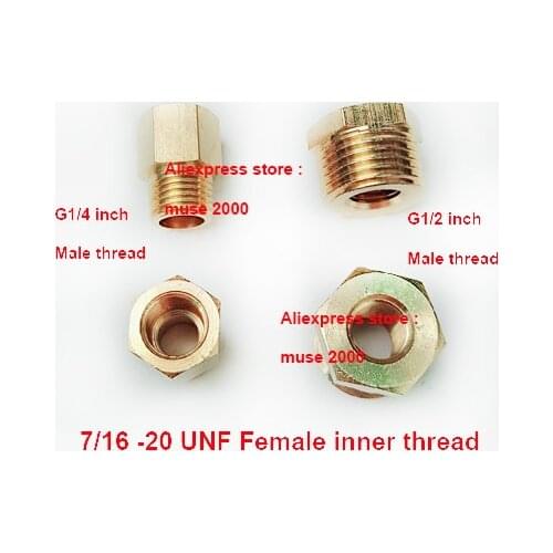 7/16 20 UNF female G1/4 G1/2 inch male brass Female to male coupling brass coupler copper pipe joint connector meter tapping