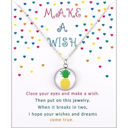 Pineapple Heart Moon Stars Pinecone Acron Supernatural Bird Feather Angel Wing Butterfly Monkey Crown Owl Necklaces for Women