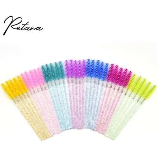50 Shiny Disposable Eyelash Applicators, Eyelash Brush, Mascara Applicator, Eyebrow Brush, Comb Wand Wire Brush, Makeup Brush