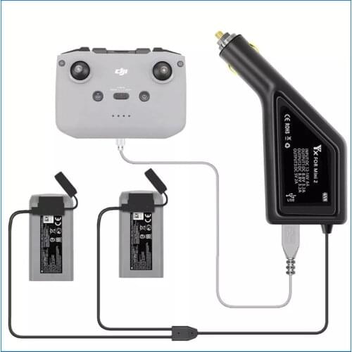 Outdoor Mavic Mini SE Drone Dual-Battery Car Charger with USB Port Charging Accessories for DJI Mini 2 Remote & Batteries