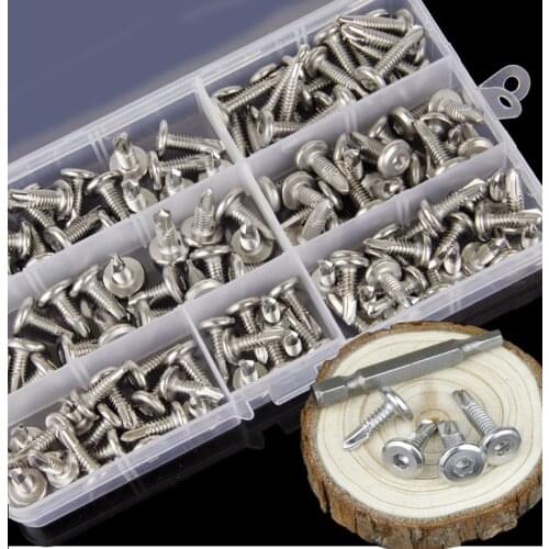 Free shipping 100 pcs one set of 410 stainless steel flat round head inner hexagonal drill tail screw M5.5 m6.3