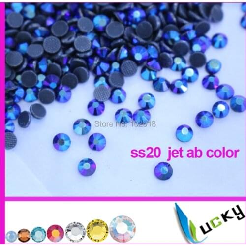 Free shipping 2014 new color rhinestones DMC!1440pcs ss20 Jet AB color hotfix strass cristal for iron on transfers