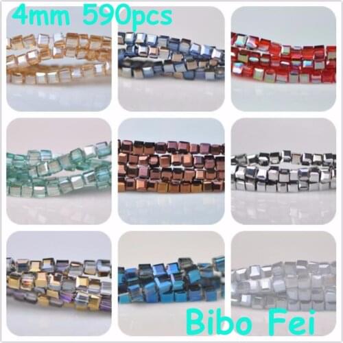 Free shipping multi color 4mm 590PCS Glass Czech crystal beads,Square crystal beads, bracelet necklace Jewelry Making