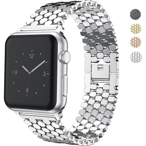 Fish scale Stainless Steel Strap for apple watch band 42mm/38mm/40mm/44mm bracelet watch band for iwatch bands series 4 3 2 1