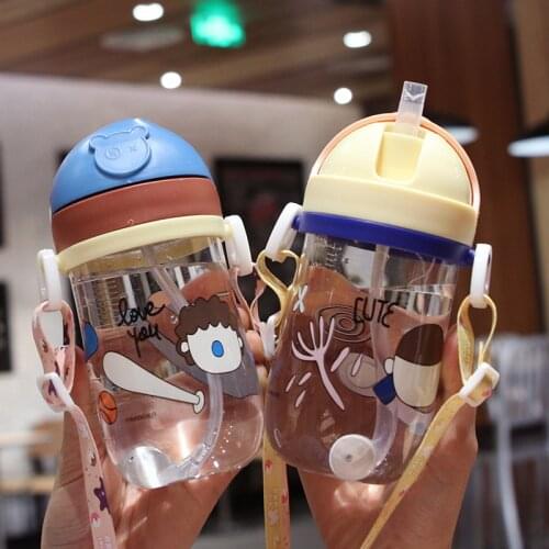 400ml Baby Feeding Cup With Straw Children Learn Feeding Drinking Bottle Kids Training Cup With Straw Kids Water Cup