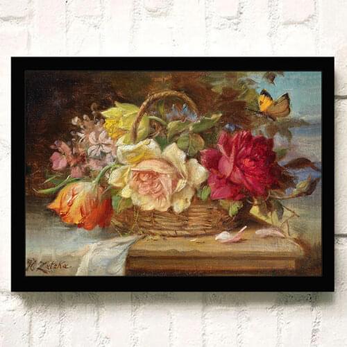 Flower and Butterfly Canvas Paintings Wall Art Posters and Prints Flowers Modern Artist for Living Room Home Decoration Unframed