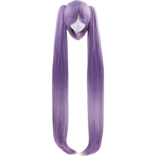 110cm FATE FGO Long Purple Wig With Two Clip On Ponytails Euryale Stheno Straight Thick Anime Cosplay Wigs For Costume Party