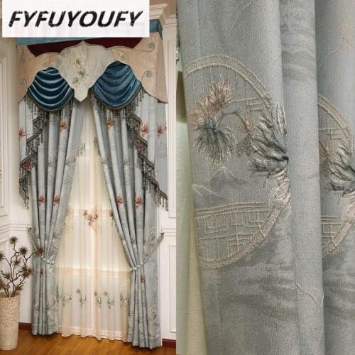 European luxury villa 3D jacquard relief Blackout curtains for Living Room Royal Custom curtains for Bedroom/Kitchen Window
