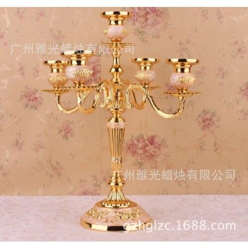 European silver plated tin zinc alloy white candlestick candle long thread 5 metal candlestick