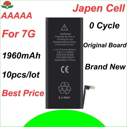 ISUN 10pcs/lot original quality 0 cycle mobile battery for iPhone 7 7G 4.7'' 1960mAh 3.82V battery replacement