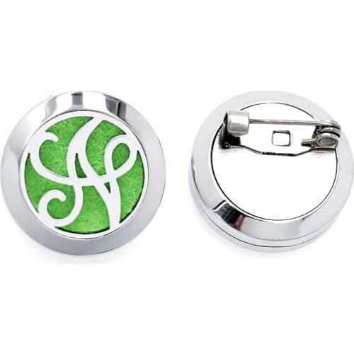 Exquisite Letter N Brooch Stainless Steel Elegant Glamour Aromatherapy Essential Oil Diffuser Perfume Jewelry
