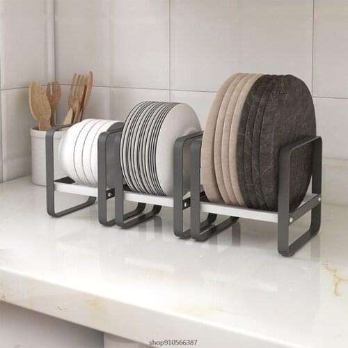 Kitchen Plate Holder Metal Bowl Dish Storage Drying Display Rack Shelves Multifunctional Organizer for Cabinet Desktop Wholesale