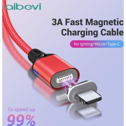 Aibevi Magnetic USB Cable For iPhone 12 Fast Data Charging Micro USB Charger Cable Type C Cable For Samsung Mobile Phone Cables