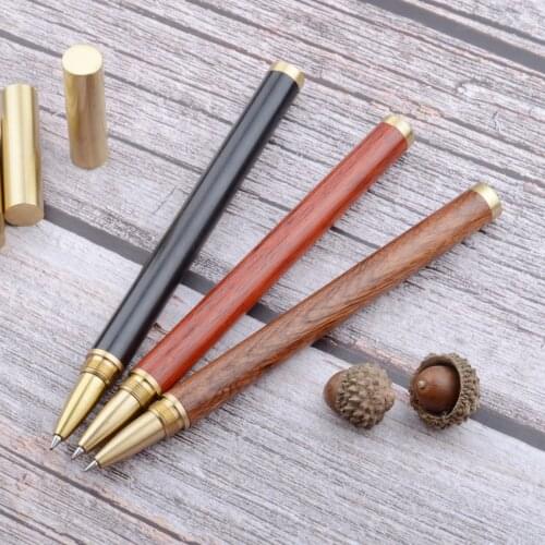 Retro Metal Gel Pen Ccreative Solid Wood Brass Signature Pen Business Office Learning Gifts School Stationery
