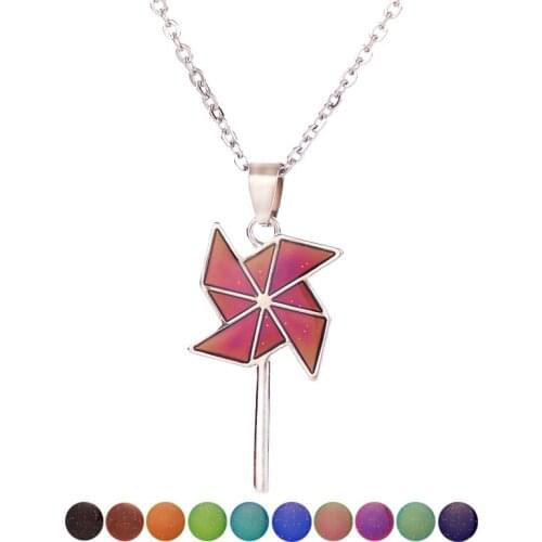 2020 Fashion Windmill Mood Necklace Temperature Control Windmill Pendant Color Change Women Jewelry Girls Gift