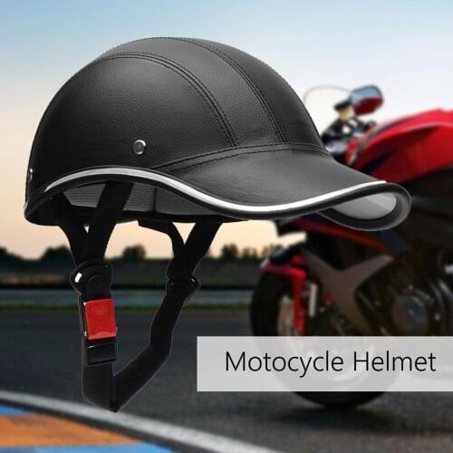 Pu Leather Men Motorcycle Open Half Face Helmets Bike Bicycle Scooter Helmet Female Motor Casco Baseball Cap Gorras De Beisbol