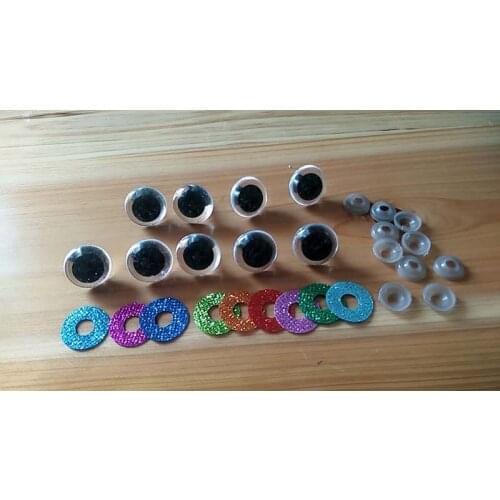 10pcs Stuffed Toys Glitter Safety Eyes Nonwovens Hard Washer Clear Plush Doll Eyeball Round Plastic Safety Eyes Accessories 16mm