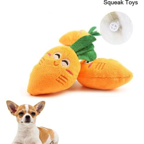 1pc Soft Plush Squeaky Pets Dog Vegetable Toys Cartoon Cute Smiling Carrot Puppy Cats Chew Outdoor Play Dogs Interactive Toy