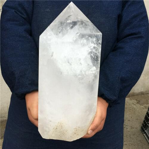 Natural Clear White Quartz Crystal Obelisk Wand Point Healing