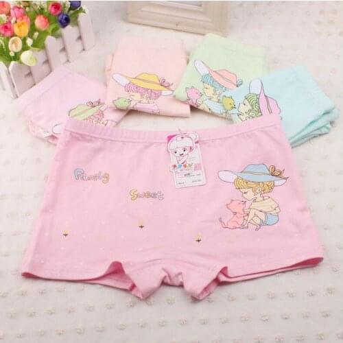 New girl underwear, big boy, junior high school girl, boxer pants, cartoon printing, middle waist, comfortable children shorts