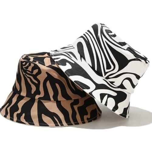 2021 New Black White Zebra Cow Print Bucket Hats Women Men Summer Fishman Hats Girls Travel Sad Boy Panama Sun Hat wholesale