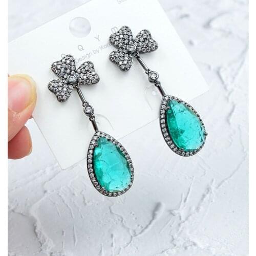 CINKILE New Korean Shiny Copper Drop Earrings For Women Fashion Cubic Zirconia Big Water Drop Earring Party Wedding Jeweley Gift