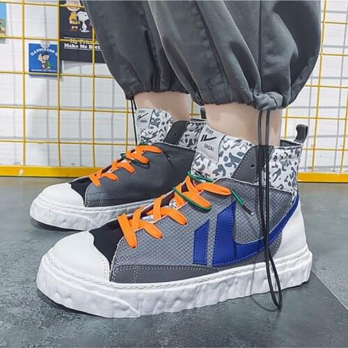 Autumn New Mens Casual Shoes Breathable High-top Shoes Color Matching Non-slip Shoes Lightweight Wear-resistant Shoes